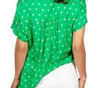 Tipsy Elves St Patricks Day Hawaiian Shirts for Women - Casual St. Paddys Womens Short Sleeve Button Down Shirt (X-Small, Button-down Irish Heart (Green))