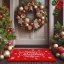 LuxUrux Merry Christmas Door Mat Outdoor 30x17 Inch - Elegant Winter Holiday Coir Doormat, Absorbent and Non-Slip for Outdoor Entrances Front Door