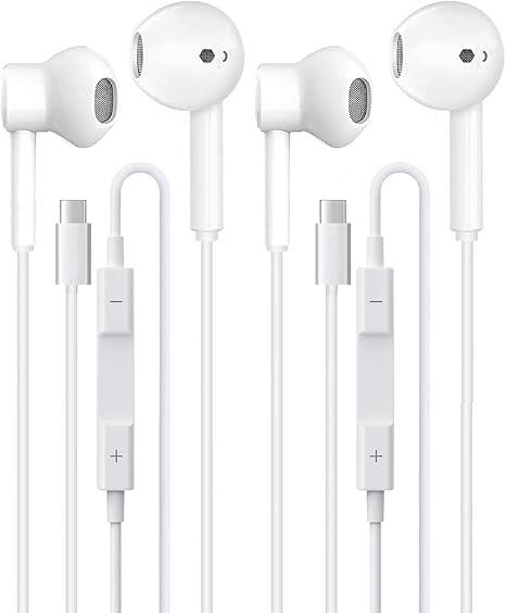 GIJIVCOZ 2 Pack Headphones USB C Wired for iPhone 17/17 Pro Max/17 Pro/16/15,Earphones in Ear HiFi Stereo Type C Earbuds Builtin Microphone & Volume Control for Galaxy S25 S24 S23