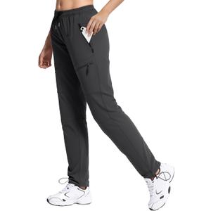 Womens Hiking Pants Quick Dry Tall Insteam 29"/32"/34"/36" Water Resistant Lightweight Cargo Pants with 5 Pockets (Black, M)