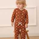 NZRVAWS Newborn Baby Boy Clothes Ribbed Knitted Romper Pants Color Block Infant Outfits Hat Clothing Set 0 3 6 9 12 Months (Brown-long)