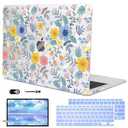 LCMOCICO Compatible with MacBook Air 13 Inch M1 Case 2021 2020 2019 2018 Release A2337 A2179 A1932 Touch ID, Shiny Crystal Pattern Plastic Hard Shell Case Keyboard Cover Screen Film, Flowers L213