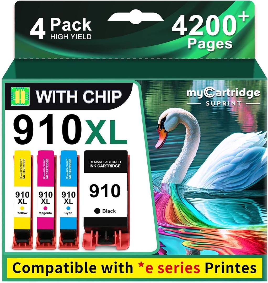 910XL Ink Cartridges for HP Printers Replacement for HP 910 Ink HP 910XL Ink Cartridges Combo Pack for HP 910 Work with OfficeJet Pro 8015e