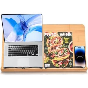 Wishacc 24" Oversized Large Bamboo Book Stand & Holder for Reading Hands Free for Large Books in Bed,Cookbook,Textbook,Law,with 8 Adjustable Height Laptop Stand Wishacc 24" Oversized Large Bamboo Book Stand & Holder for Reading Hands Free for Large Books in Bed,Cookbook,Textbook,Law,with 8 Adjustable Height Laptop Stand