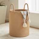 Fiona's magic Jute Rope Laundry Hamper Basket, 58L Tall Laundry Basket for Blanket Storage, Large Baby Nursery Hamper for Laundry, Woven Clothes Hamper for Bedroom, Living Room-Jute