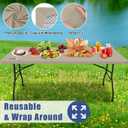 Moosfor Spandex 8 Foot Rectangle Table Cloth, Elastic Fitted Tablecloths for Picnic, Stretch Washable Patio Table Cover for Outdoor, Camping, Banquet and Parties (Taupe, 30"x96")