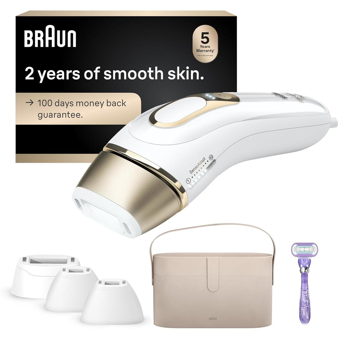 Braun Smart IPL, SilkExpert Pro 5: at Home Laser Hair Removal for Women and Men, Permanent Visible Hair Reduction in Hair Regrowth for Body & Face, Wide Head and Two Precision Heads, IPL5347