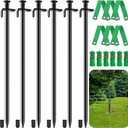 Tree Stake, 6 Pcs 15.8 Inch Heavy Duty Steel Tree Stakes and Supports for Leaning Young Trees Straightening Against Bad Weather, Plant Supports Kit with 6 Pcs Straps and 78.6 ft Anchor Ropes