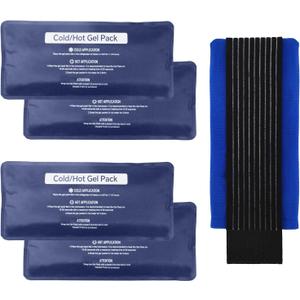 Reusable Gel Soft Ice Packs for Injuries, 4 Pack Flexible Hot and Cold Packs with Strap for Knees, Back, Face, Joint & Muscle Pain Relief (Small 4.33"x 9.45")