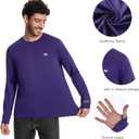 Mens UPF 50+ Lightweight Long Sleeve Casual T-Shirt Quick Dry UV Sun Protection for Outdoor Beach Hiking Fishing Exercise (Purple, XL)