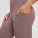 ODODOS 2-Pack Full Length High Waist Workout Leggings with Pockets for Women, 28" Tummy Control Athletic Yoga Pants, Black+Purple Taupe, X-Large (XL)