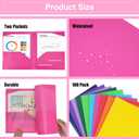 EOOUT 100pcs Plastic Folders with Pockets, Heavy Duty Pocket Folders with 4 Pockets for Office and School, Letter Size, 10 Assorted Colors