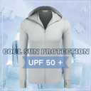COOFANDY Full-Zip Men's Lightweight Hoodie UPF 50 - Breathable Sun Protection Jacket with Pockets for Golf, Fishing, Hiking (Gray, M)