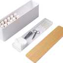 YAMAZAKI Home Tosca Spacious Nail Polish Organizer With Lid - Slim Storage Case With Tray For Nail Care Supplies - Plastic (White)