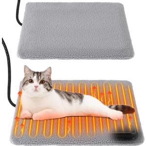 Outdoor Pet Heating Pad with Thermostat, 30W 15.7x12.6 in Indoor and Outdoor Warming Cat House Mat, Outdoors Cat Dog Heated Bed with Antibite Cord for Winter Insulated Waterproof (2 Pack)