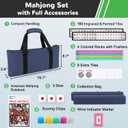 American Mahjong Tile Set 4 Players with Blue Carrying Bag, 166 White Tiles, 4 Colors All-in-One Racks and Pushers, Travel Mahjong Set American 2026 Mah Jongg Sets/ Mah Jong Tiles/ Majong/ Majiang