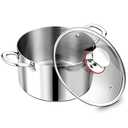P&P CHEF 5 Quart Tri-Ply Stainless Steel Stock Pot, 5 Qt Stockpot Pasta Cooking Pot with Visible Lid for Soup Vegetable, Induction Cookware for All Stoves, Sturdy & Double Handle, Dishwasher Safe