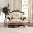 Lexicon Traditional Sofa Chair for Living Room Accent Chair with Tufting, Queen Legs in Cherry Finish with Gold Tipping, Upholstered Armchair Comfy Chair for Bedroom/Office/Waiting Room, Brown