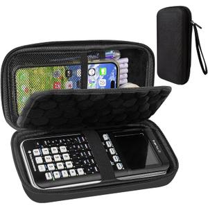Hard Case Compatible with Texas Instruments TI-84 Plus CE/TI-84 Plus/TI-Nspire CX II CAS/TI-Nspire CX II/TI-83 Plus/Casio fx-9750GII Graphing Calculator, Storage Box with Bubble Protection-Black