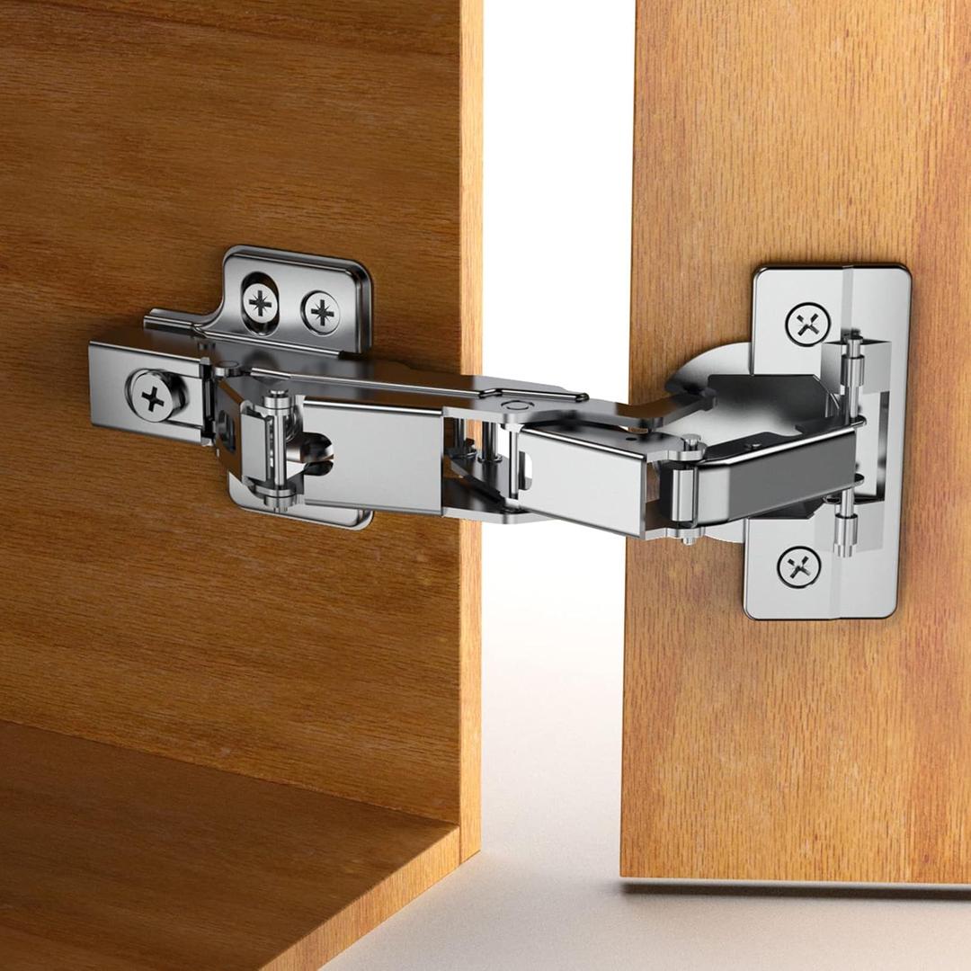 2 Pack Frameless Full Overlay 175 Degree Soft Close Lazy Susan Hinges, Clip ON Plate, Chibery Multi-Pivot Concealed Hardware for Corner Kitchen Cabinet, Cupboard Folded, Folden Door, Closets