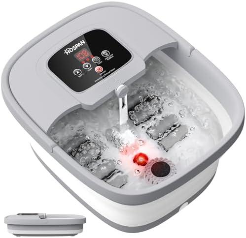 HOSPAN Collapsible Foot Spa with Heat, Bubble, Red Light, and Temperature Control, Foot Bath Massager with 8 Shiatsu Massage Rollers, Pedicure Foot Spa for Relaxation and Stress Relief