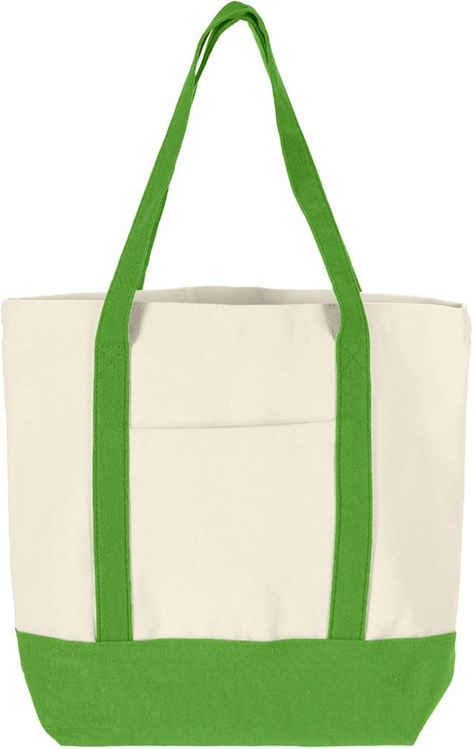 uxcell Canvas Tote Bag with Zipper, Reusable Canvas Bag Tote Bag with An External Pocket, Stylish Canvas Tote Shopping Bag