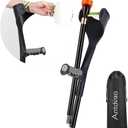 Forearm Crutch for Adults(x1 Unit), Forearm Crutch with Cuffs, Anti-Drop, Crutch for Walking, Forearm Crutch Lightweight Adjustable, Aluminum Forearm Crutch, Black Crutch (Single Black)