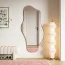 47"x24" Irregular Wall Mirror, Asymmetrical Frameless Mirror | Tempered Glass HD Mirror, Horizontal/Vertical Hanging, Large Abstract Organic Shape Wall Mirror for Entryway Bedroom Bathroom
