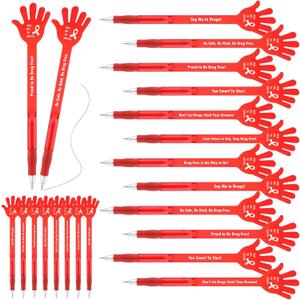 48 Pcs Red Ribbon Week Gifts Pens Bulk Drug Free Hand Ballpoint Pens Say No to Drugs Awareness Gift for Student School Classroom Volunteer Publicity Event Charity Campaigns Supplies (General)
