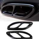 Exhaust Tail Muffler Tip for Mercedes Benz C Class w205, Rear Stainless Steel Bumper Pipe Cover for Mercedes Benz A B C E CLA GLC GLE GLS Class W212 W213 GLC Class X253(Black)