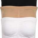 DD DEMOISELLE Women's Strapless Bralette Seamless Bandeau Tube Top Bra 3 & 2 Packs Size L