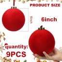 ZenNex 9 Pcs Velvet Christmas Balls Ornaments, 6Inch, Red