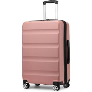 Kono 28 Inch Expandable Spinner Luggage with Wheels Hardshell Large Checked Suitcase TSA Lock Nude/Rose Gold