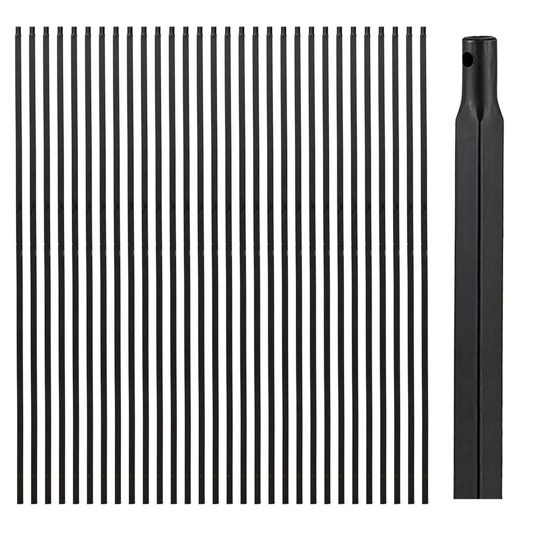 1/2 inch Wrought Iron Balusters Square 1/2" x 44" Hollow Plain Bar Balusters for Staircase Interior Satin Black Metal Railing Iron Spindles for Indoor Stairs (30)