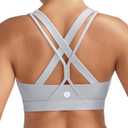 RUNNING GIRL Sports Bras for Women High Support, Criss-Cross Back Strappy Sports Bras for Women with Sewn in Pads(WX3081_Grey_XL)