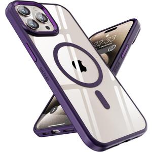 SUCGLES for iPhone 15 Pro Case with MagSafe [Ultra Strong Magnetic] [12FT Military Drop Protection] [Shockproof Bumper] Slim Thin Mag Safe Phone Cover 6.1" for Apple 15pro (Deep Purple)