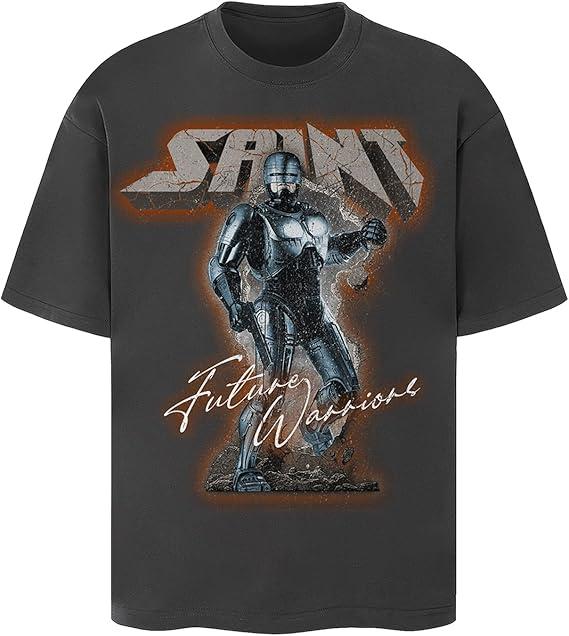 Saint Tears Men's T Shirts Casual Summer Tops Wash Cotton Short Sleeve Vintage Graphic Tshirt Men Streetwear White Size XL White