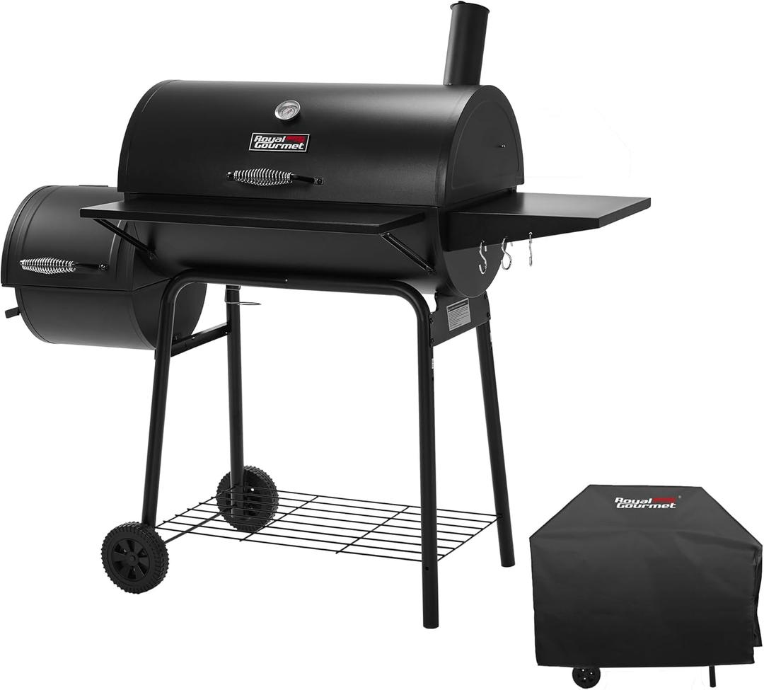 Royal Gourmet CC1830SC Charcoal Grill Offset Smoker with Cover, 811 Square Inches, Black, Outdoor Camping