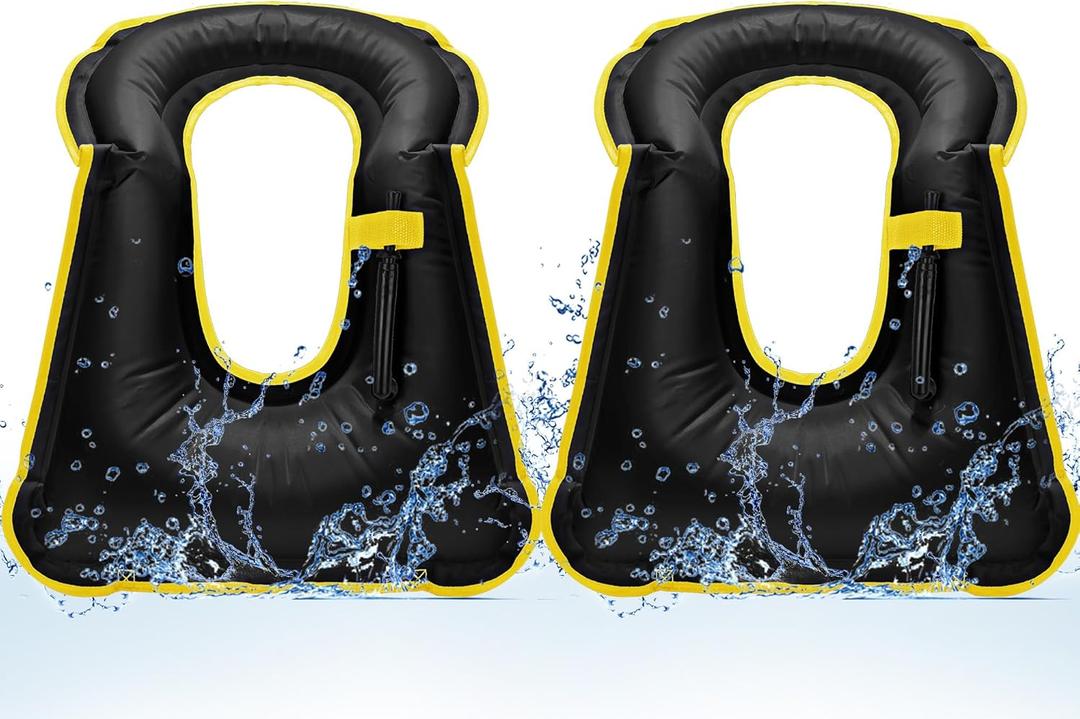 Deekin 2 Pcs Inflatable Vest for Adults with Adjustable Strap Fluorescent Color Inflatable Vest (Black)