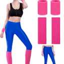 SATINIOR 80s Neon Leggings Party Retro Jogging Sports Headband Wristbands Leg Warmers (Royal Blue)
