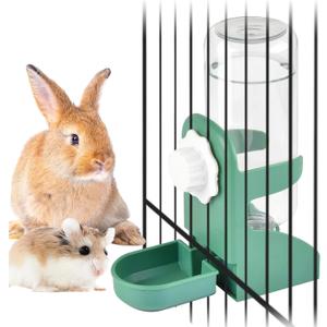 kathson Rabbit Water Dispenser for Cage 17 Oz Hanging Guinea Pig Water Bottle No Drip Gravity Automatic Bunny Water Bottle No Leak Small Animal Water Bottle for Chinchilla Ferret Hamster(Green (Blue)