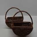2 Pcs Wicker Flower Girl Baskets Wedding Flower Girl Baskets with Handle Half Moon Hand Woven Eggs Candy Storage Basket for Wedding Picnic Garden Storage Home Decor (Dark Color)