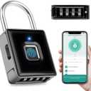 Fingerprint Padlock - Biometric Gym Lock with APP Unlock, Smart Locks for Lockers with Code, Waterproof Keyless Fingerprint Lock for Gym, School