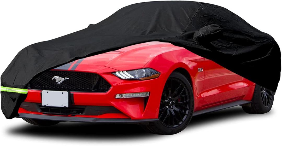 YIXIN Waterproof Car Covers for 1994-2026 Ford Mustang GT/Shelby/Cobra/Bullitt/ECOBOOST car Cover 190T Covers Suitable for 100% Waterproof and Windproof Belt and Double Door Zipper up to 192" L