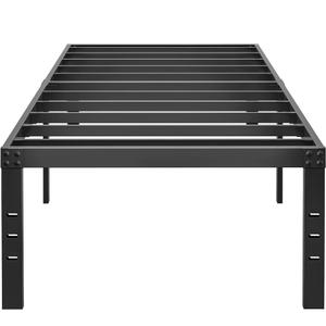 HOBINCHE 16 Inch Twin Size Bed Frame - No Box Spring Needed Heavy Duty Black Metal Platform Mattress Foundation, Non-Slip Noise Free Easy Assembly Steel Slats Bedframes with Cleance Storage