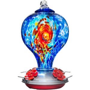 Hummingbird Feeders, 34OZ 4 Perch Ant Moat Leakproof, Garden Decor Bird Gifts (Starry Tides)