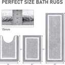 Pauwer Bathroom Rug Set 3 Piece, Non-Slip Absorbent Bath Mats, Microfiber Soft, Absorbent Plush Shaggy Carpets Includes U-Shaped Toilet Mat for Bath Floor, Shower, Light Grey