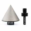 Diamond Beveling Chamfer Bit, Countersink Drill Bit for 0-2" (50mm) Hole Enlarging Trimming in Porcelain, Ceramic Tiles W/ 5/8"-11 Thread for Angle Grinders & 3/8 Hex Shank Adapter for Drills