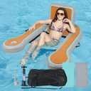 50x44inch Inflatable Pool Float Lounger for Adults with Cup Holder, 4.17FT Floating Chair, Lake Floats for Adults with Armrest Backrest for Swimming Pool, Party, Beach, Lake, River, Oversized