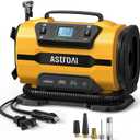 AstroAI Tire Inflator Portable Air Compressor Pump 150PSI 12V DC/110V AC with Dual Metal Motors&LED Light, Automotive Car Accessories&Two Modes for Car, Bicycle Tires and Air Mattresses, Yellow